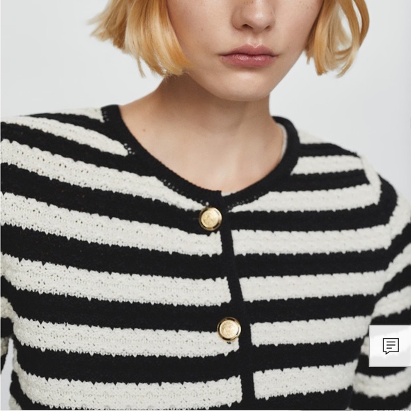 {Mango} Striped Cardigan with Jewel Buttons - Size S - Picture 3 of 12